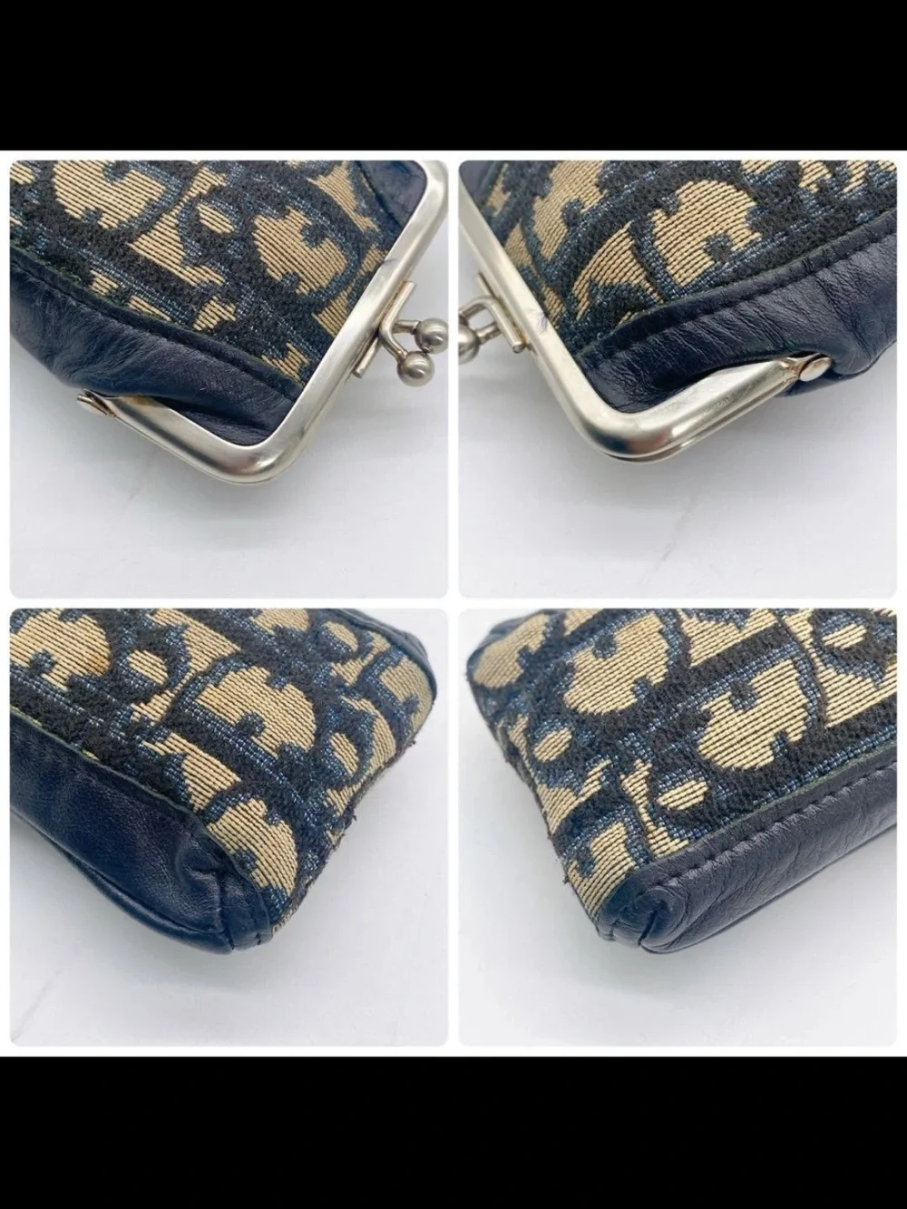 Dior Black and Beige Monogram Kiss-Lock Cosmetic Pouch